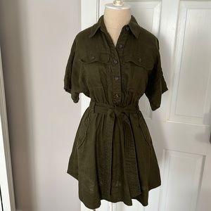 Banana Republic army green safari mini shirt dress